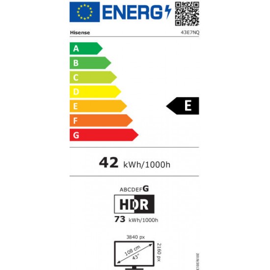 Hisense 43E7NQ 43" 4K UHD Smart QLED TV