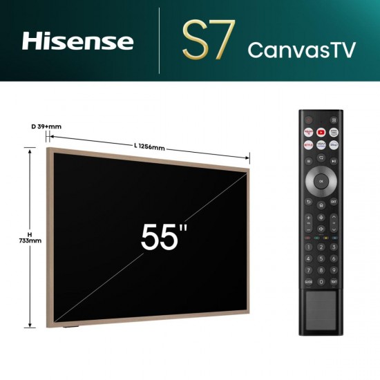 hisense 55 hüvelykes s7n canvas tv 4k 144hz art mode cserélhető keretekkel