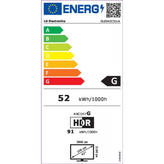 LG OLED42C51LA 42 colos OLED evo 4K Smart TV elölről