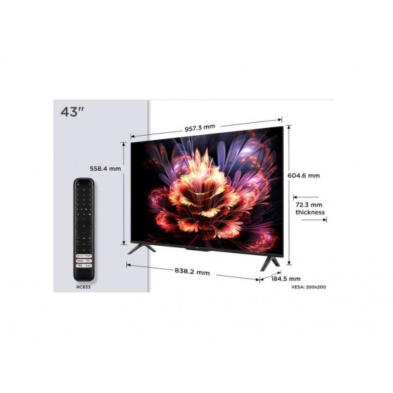 TCL 43V6C 4K HDR Google TV 43 colos keret nélküli televízió